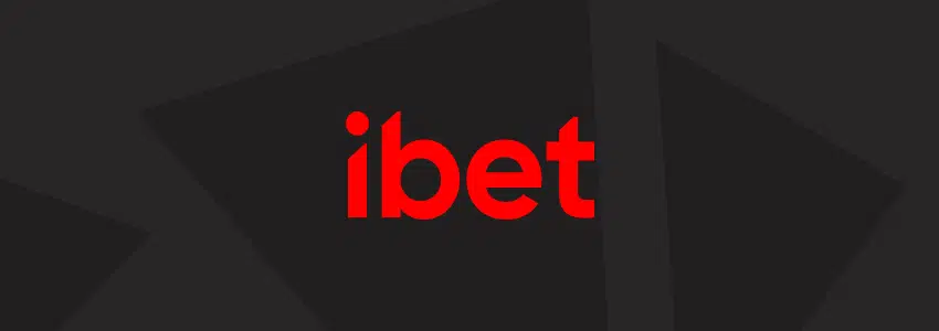 Banner com o logotipo da iBet em vermelho contra fundo preto. 