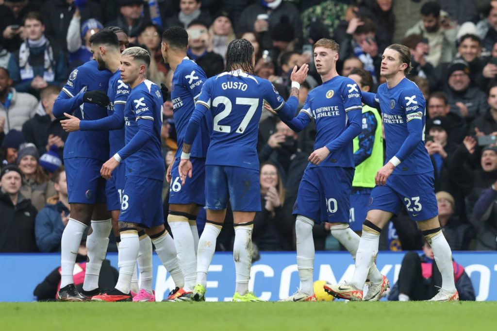 Cole-Palmer-Chelsea-gol-imago1038865649h Palmer comemorando o gol do Chelsea na vitória sobre o Fulham