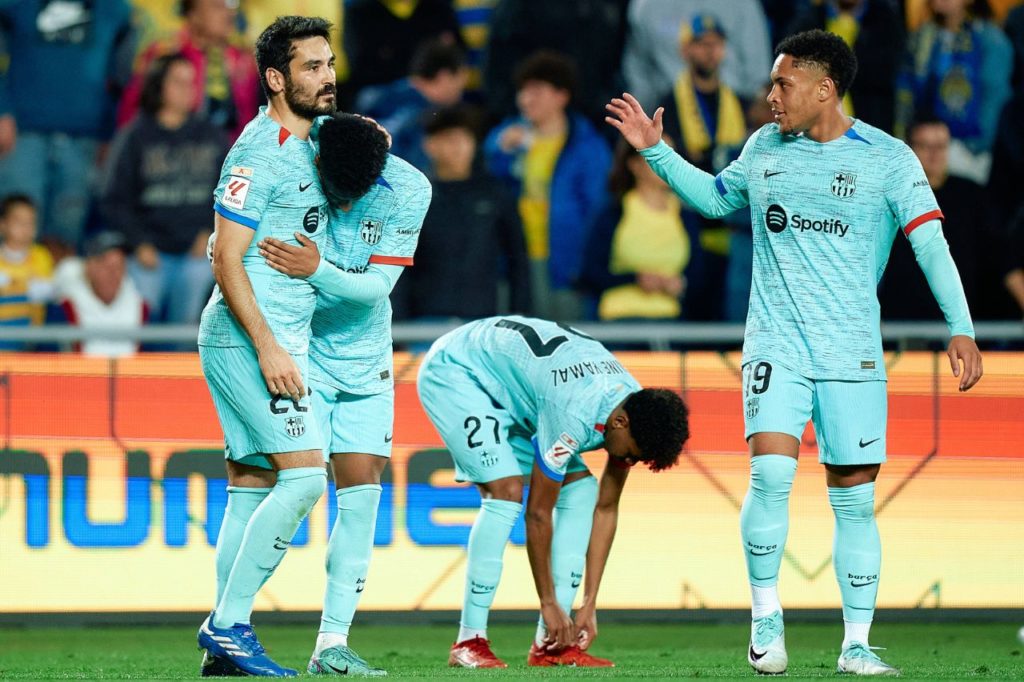 Gundogan-Vitor-Roque-Barcelona-gol-imago1038576770h Gundogan comemora gol da vitória de virada do Barcelona em cima do Las Palmas