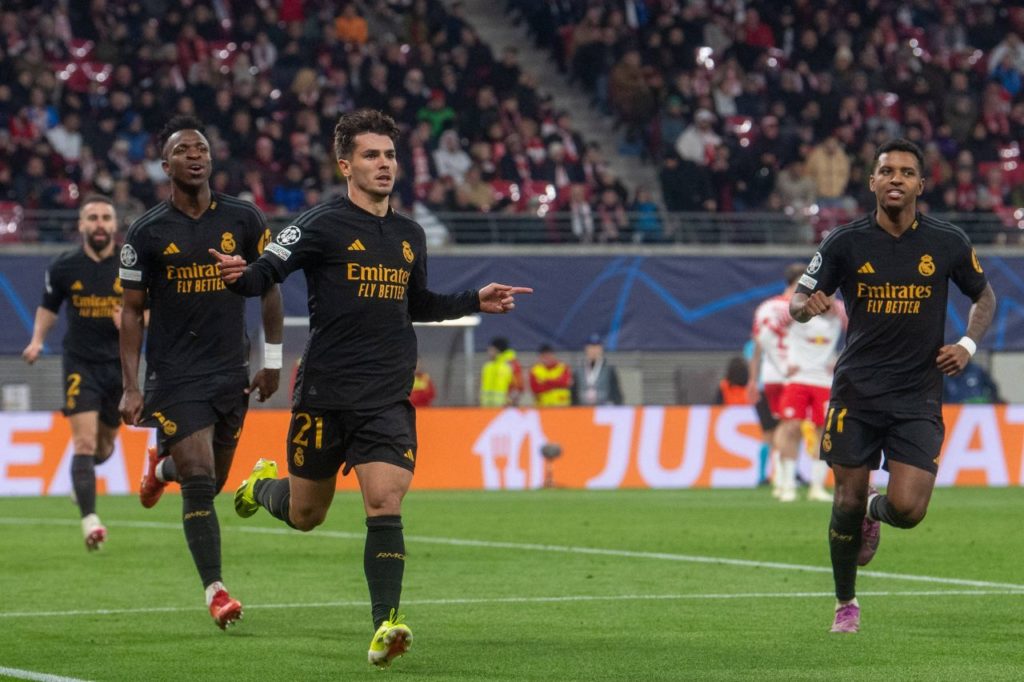 Brahim-Díaz-Real-Madrid-gol-imago1040566248h Meia-atacante Brahim Díaz comemora gol do Real Madrid na vitória sobre o RB Leipzig