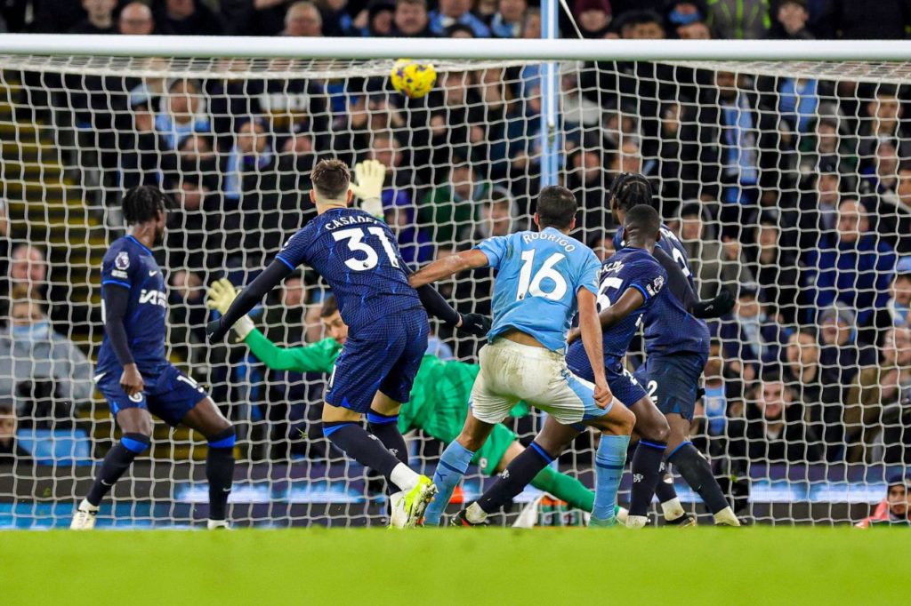 Rodri-Manchester-City-gol-imago1040703646h Volante Rodri marcando o gol de empate do Manchester City diante do Chelsea