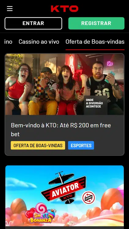 KTO Bônus de até R$ 200 em free bet. Use o código promocional SDABONUS. 