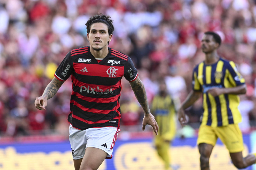 Pedro-Flamengo-Jogo-imago1041822617h Pedro, do Flamengo, comemorando o gol marcado na última rodada da Taça Guanabara de 2024.