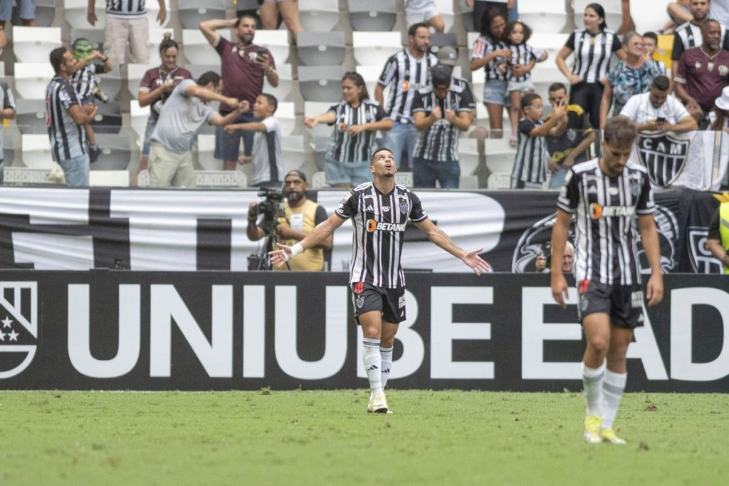 Paulimho-Atlético-MG-Jogo-2WPXBMP Paulinho, do Atlético-MG, comemora um gol pelo clube na temporada 2024.