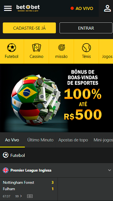 Captura de tela da página inicial da bet O bet com imagem de divulgação do bônus de boas-vindas da casa: 100% até R$500. 