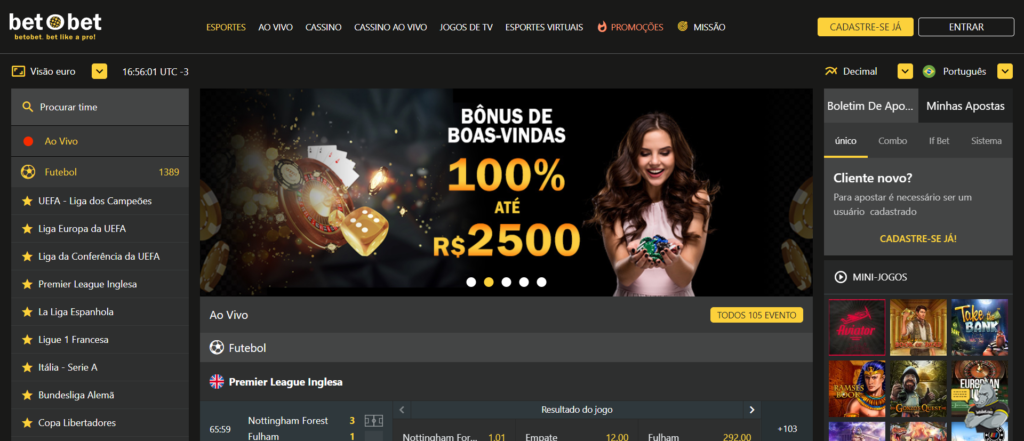 Captura de tela do site da bet O bet na sua versão desktop. Na imagem, pode-se ver a imagem de divulgação do bônus de boas-vindas de cassino da casa, de 100% até R$2.500. 