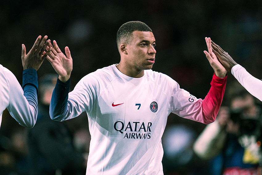 Kylian Mbappe durante a quartas de finais da Champions League