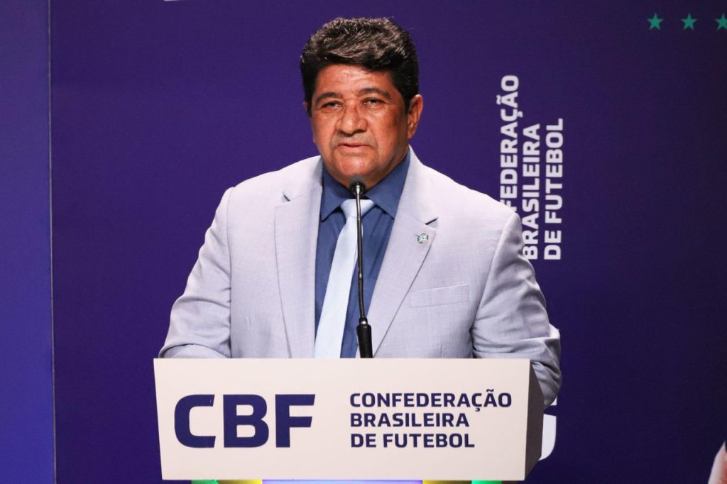 Ednaldo-Rodrigues-presidente-da-CBF-alamy2WBNAYR Presidente da CBF Ednaldo Rodrigues em coletiva de imprensa