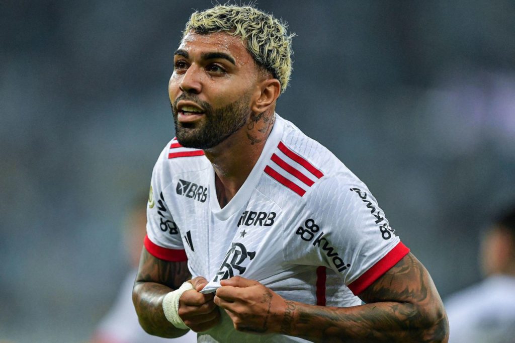 Gabigol-Flamengo-jogo-alamy2X9TC1R Atacante Gabigol comemora gol pelo Flamengo