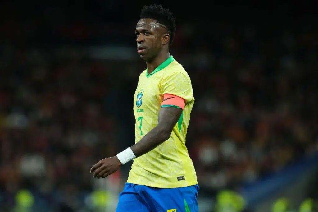 Vini Jr. durante jogo amistoso Espanha vs Brasil, estádio Santiago Bernabéu, Madrid, 26 de março 2024 (GONZALEZ OSCAR / Alamy Stock Photo)