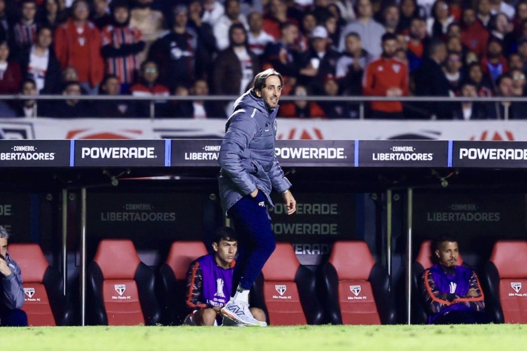 Zubeldia-São-Paulo-treinador-alamy2X9B2C6 Técnico do São Paulo Luis Zubeldía em jogo no Morumbi