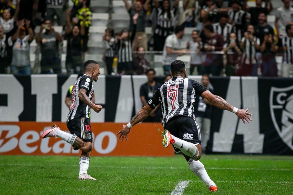 Hulk-Atlético-Jogo-2XMKPKC Hulk, do Atlético-MG, comemorando um dos gols do jogo contra o Corinthians pelo Brasileiro de 2024.