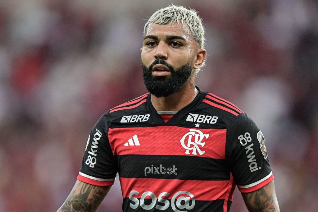 Gabigol-jogo-Flamengo-alamy2X5XC99 Atacante Gabriel Barbosa em jogo do Flamengo no Brasileirão