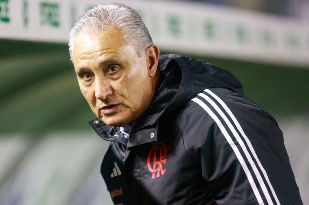 Tite-Flamengo-técnico-alamy2XEAJ7Y Técnico Tite no comando do Flamengo em jogo do Campeonato Brasileiro