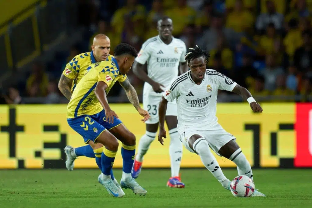 Vini-Jr-Real-Madrid-jogo-alamy2XYGJFX Atacante Vinicius Junior no empate do Real Madrid com o Las Palmas na La Liga