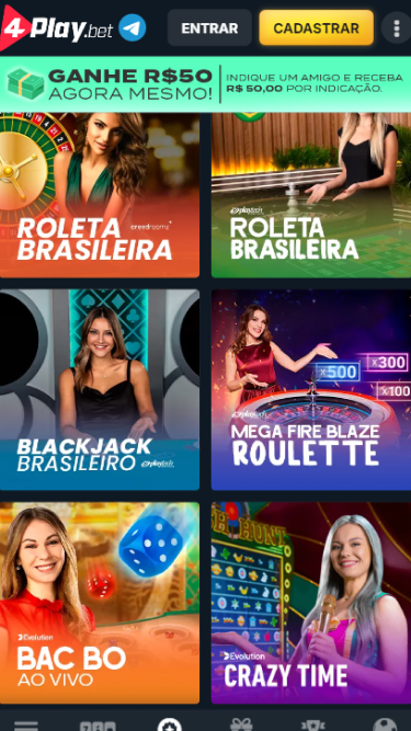 Catálogo de cassino ao vivo da 4Play.bet.
