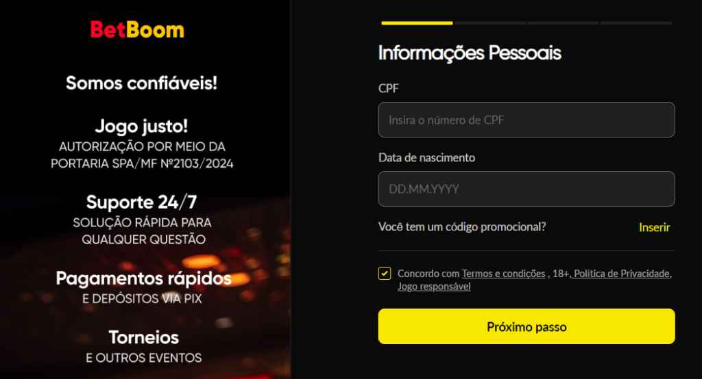 BetBoom Cadastro