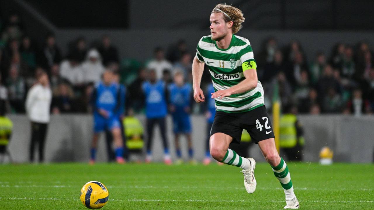 Morten Hjulmand do Sporting CP Palpite Braga x Sporting – Campeonato Português – 07/03/2026