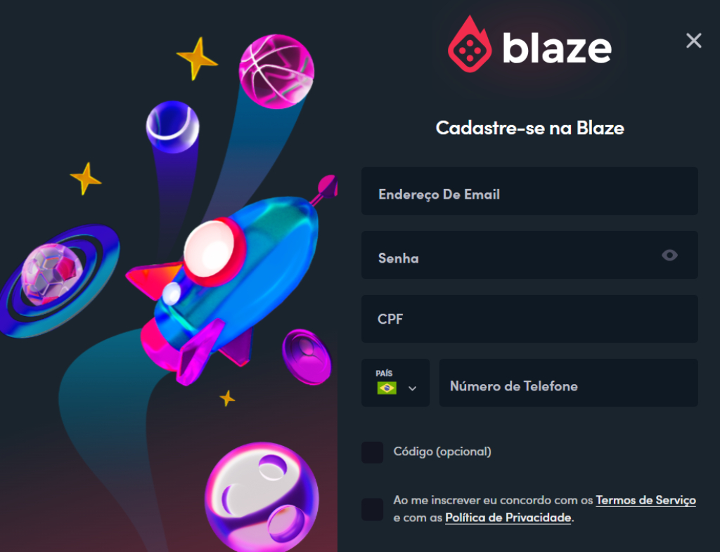 Como se registrar na Blaze