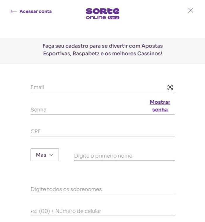 Sorte Online Criar Conta Sorte Online Cadastro